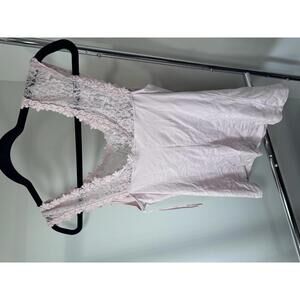 Express Pink Lace Trim Cotton Blend Tank Top Large